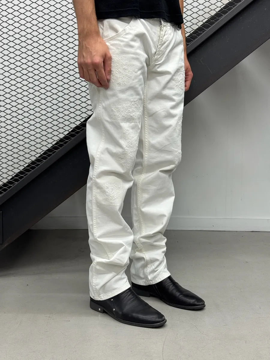 2000s Dolce & Gabbana White Distressed Denim Jeans miPmYrZ 1