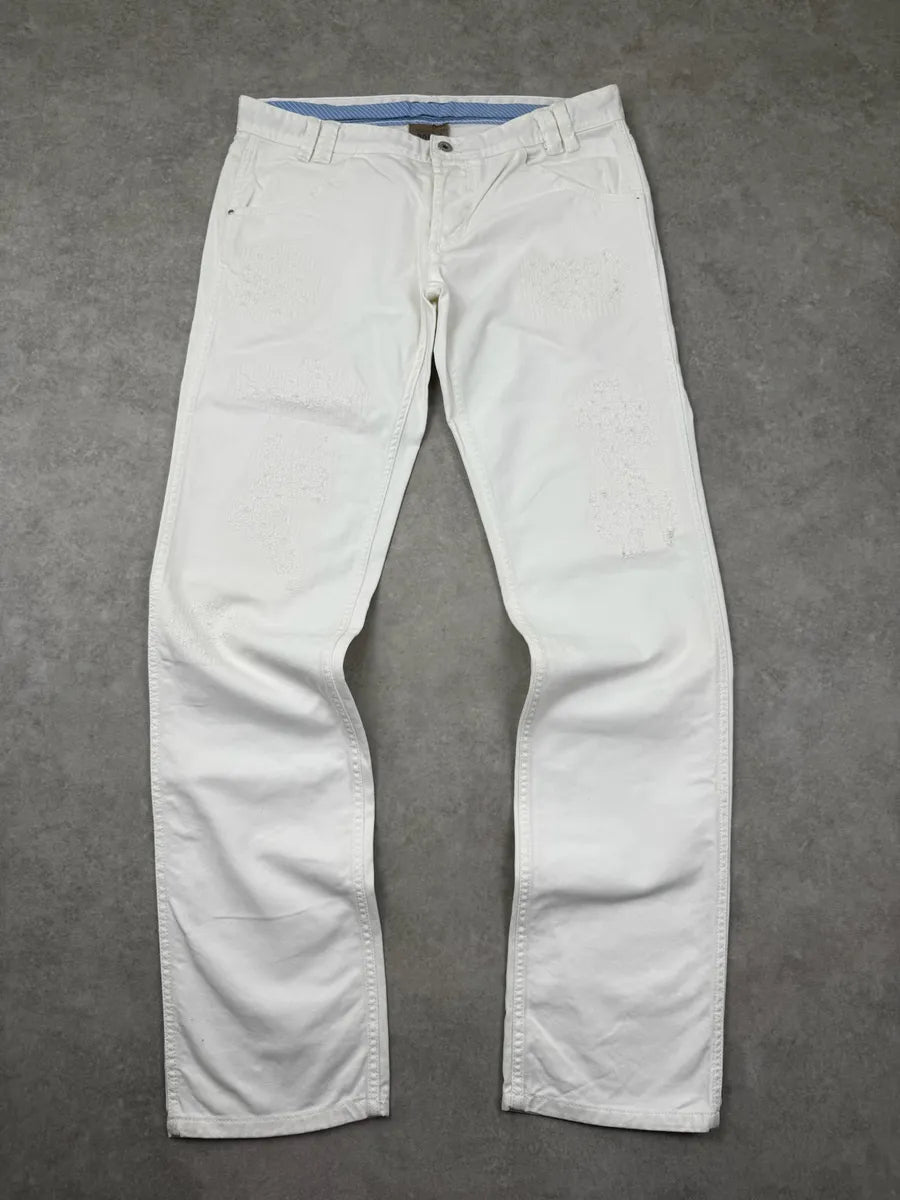 2000s Dolce & Gabbana White Distressed Denim Jeans miPmYrZ 3
