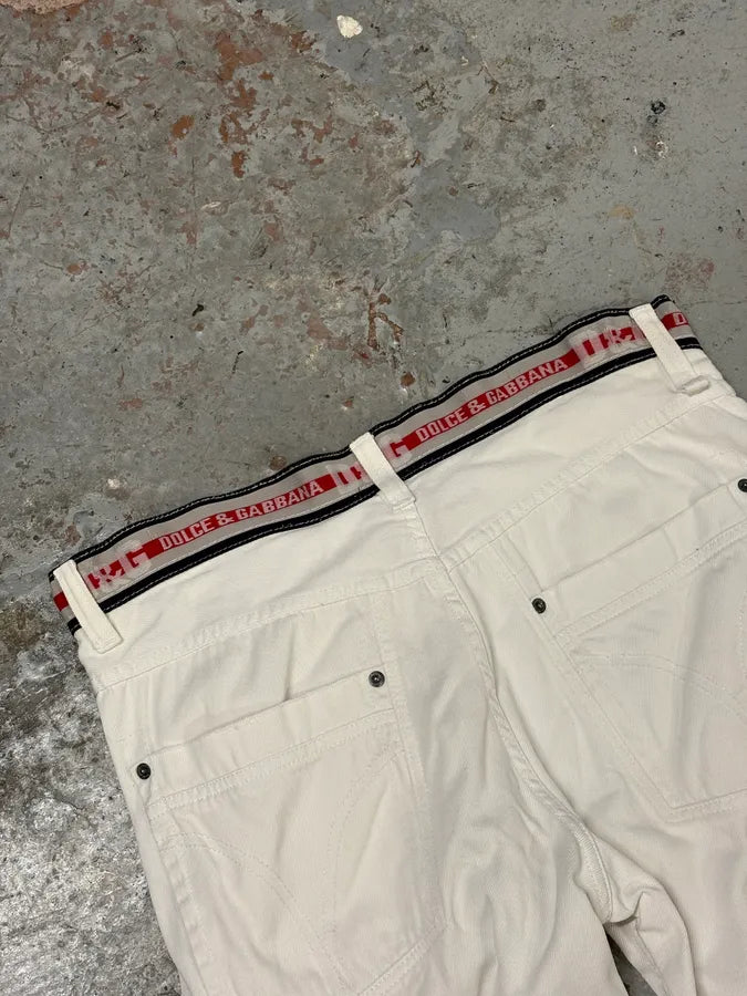 2000s Dolce & Gabbana White Distressed Pants JALyKHz 7
