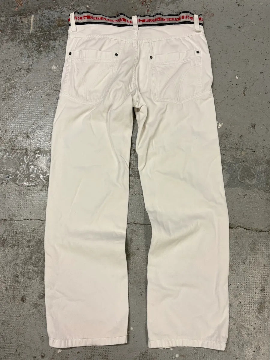 2000s Dolce & Gabbana White Distressed Pants JALyKHz 6