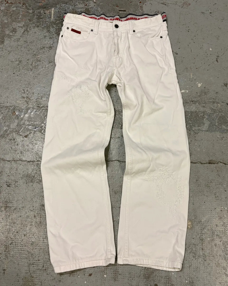 2000s Dolce & Gabbana White Distressed Pants JALyKHz 2