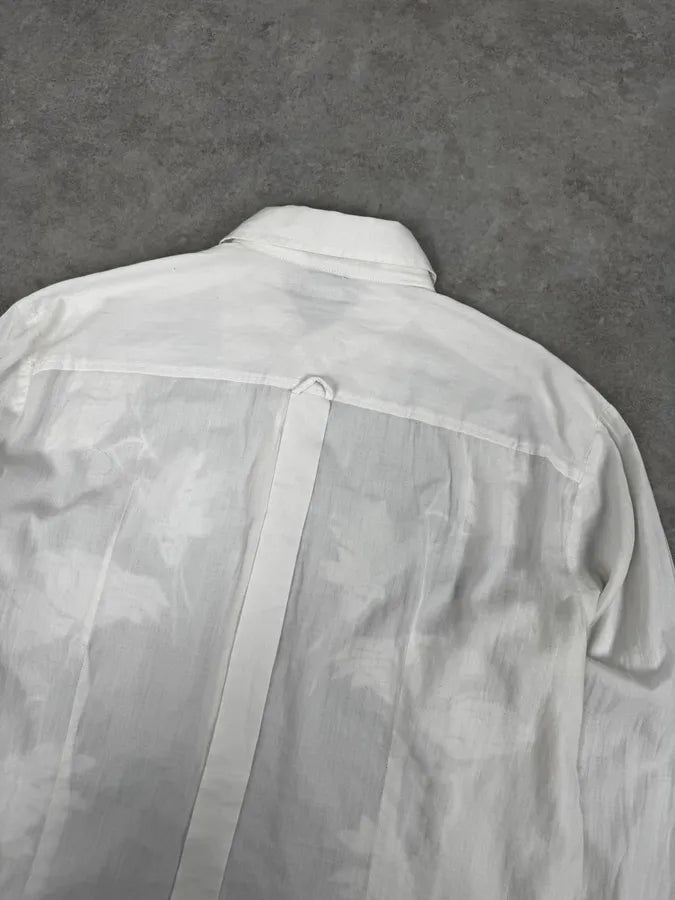 SS2004 Dolce & Gabbana White Embroidered Flowers Linen Shirt oLCMxQk 5