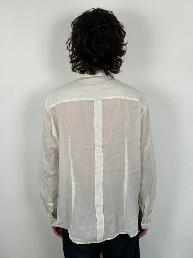 SS2004 Dolce & Gabbana White Embroidered Flowers Linen Shirt oLCMxQk 2