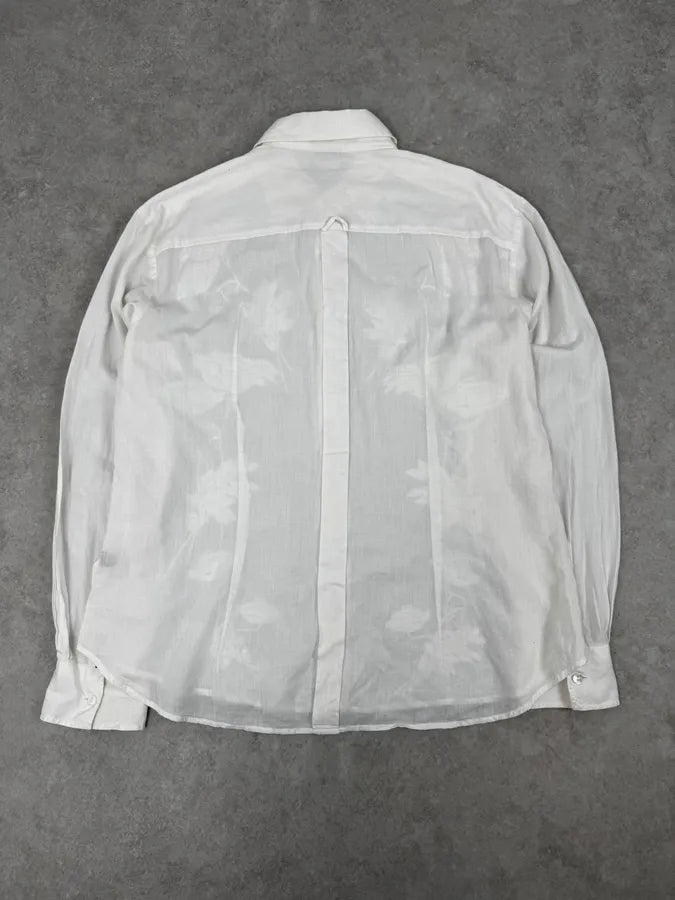 SS2004 Dolce & Gabbana White Embroidered Flowers Linen Shirt oLCMxQk 3