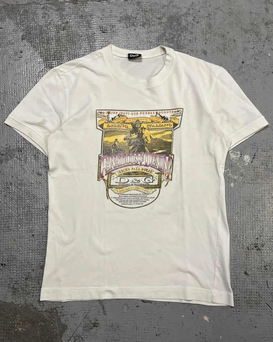 2000s Dolce & Gabbana White Graphic Fanatious T-Shirt ugaJLDu 0