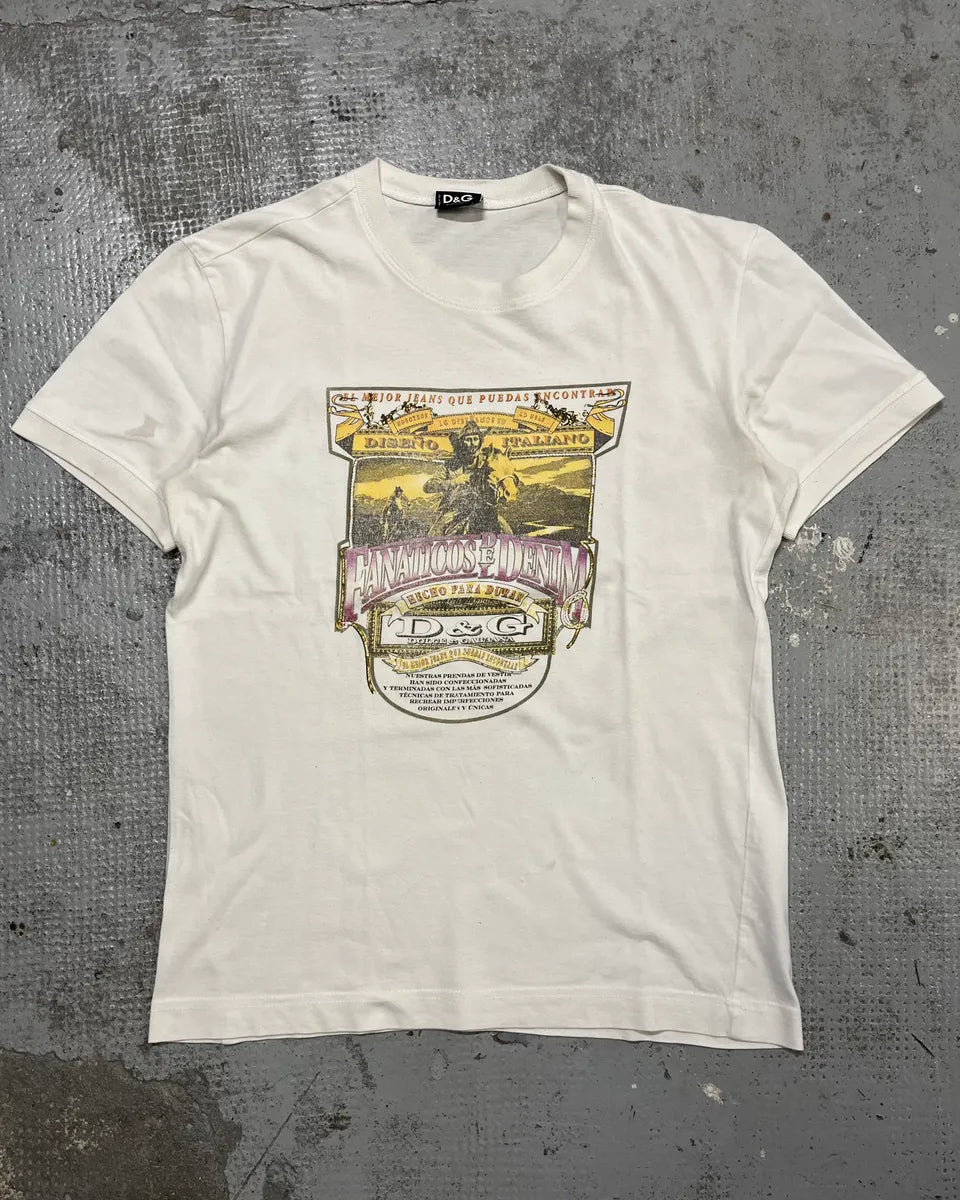 2000s Dolce & Gabbana White Graphic Fanatious T-Shirt ugaJLDu 3