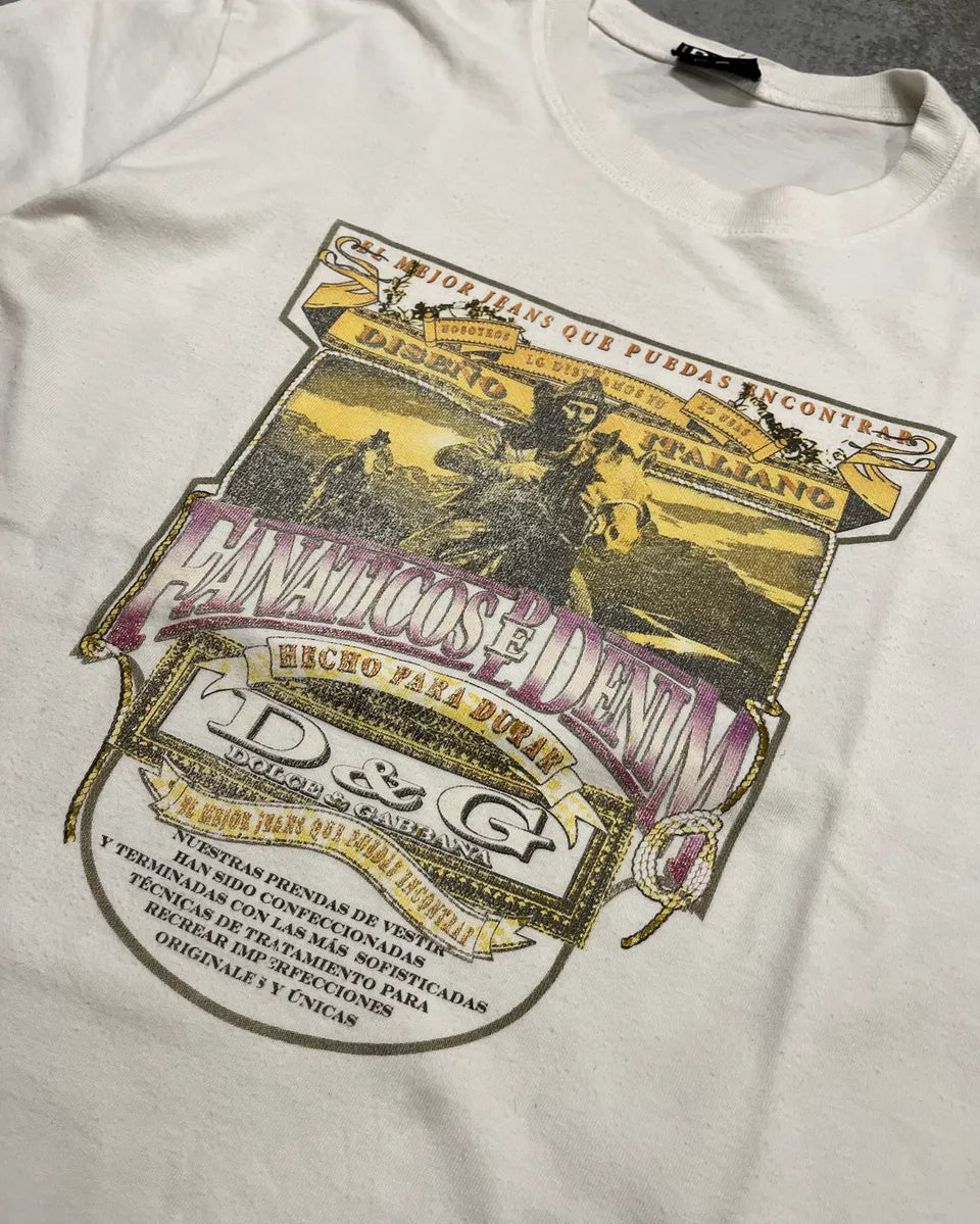 2000s Dolce & Gabbana White Graphic Fanatious T-Shirt ugaJLDu 5