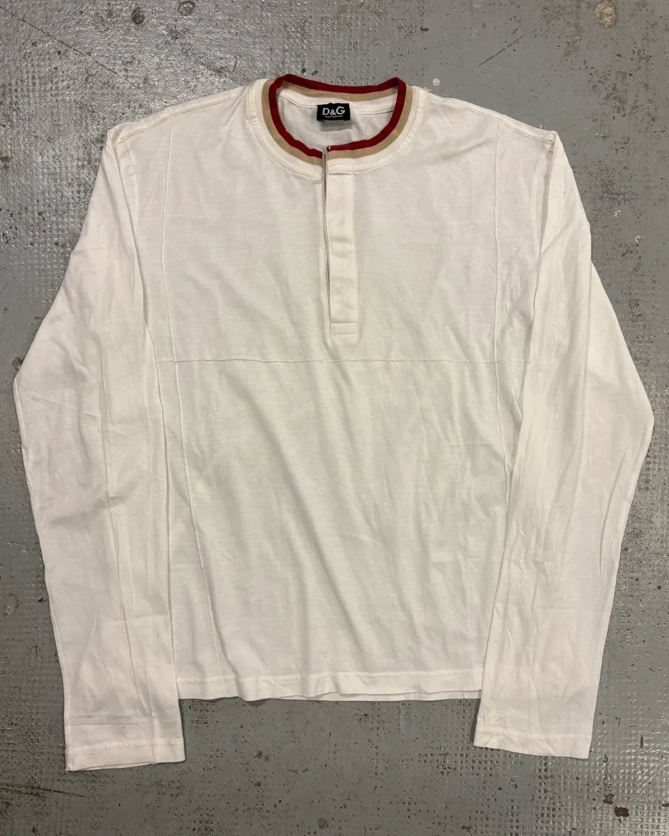2000s Dolce & Gabbana White Henley T-Shirt ykrGPaw 0