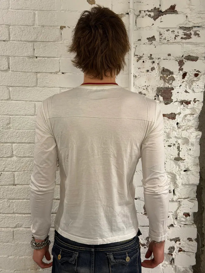 2000s Dolce & Gabbana White Henley T-Shirt ykrGPaw 2