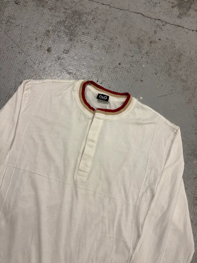 2000s Dolce & Gabbana White Henley T-Shirt ykrGPaw 3
