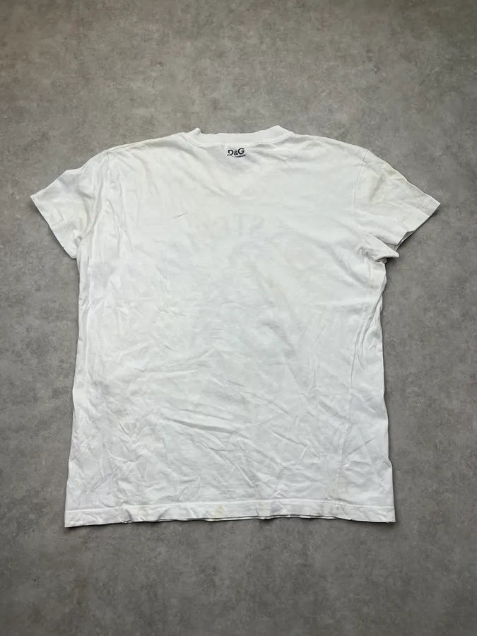 2000s Dolce & Gabbana White Holy Saint Distressed & Dirt Effect T Shirt LEKozgj 5
