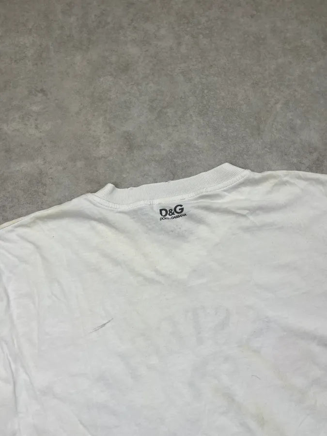 2000s Dolce & Gabbana White Holy Saint Distressed & Dirt Effect T Shirt LEKozgj 6