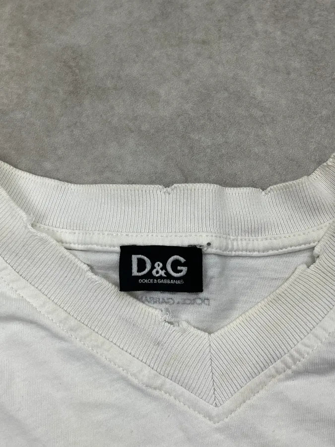 2000s Dolce & Gabbana White Holy Saint Distressed & Dirt Effect T Shirt LEKozgj 8