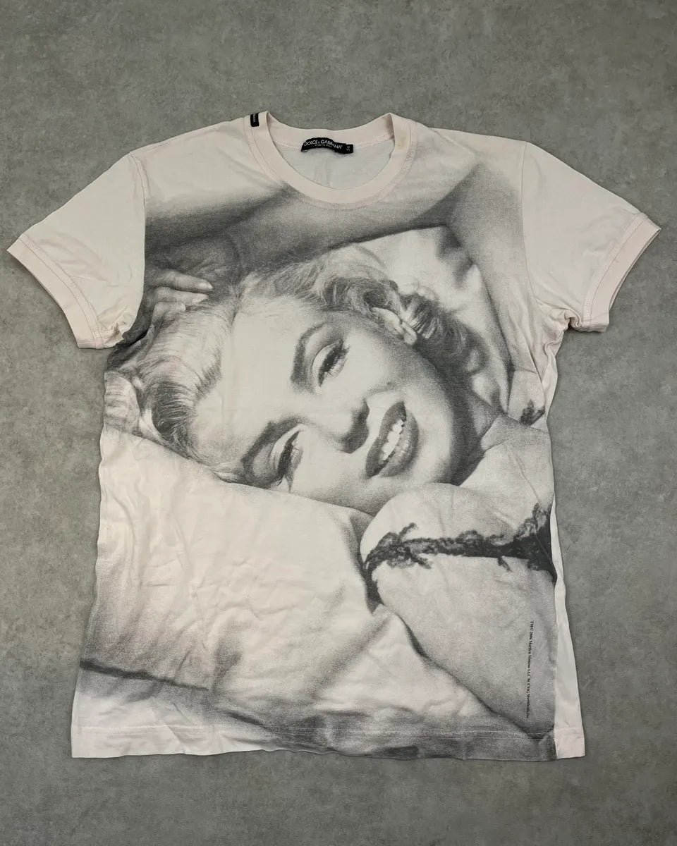 2000s Dolce & Gabbana White Iconic Marilyn Monroe Portrait T-Shirt SUMkQwy 0