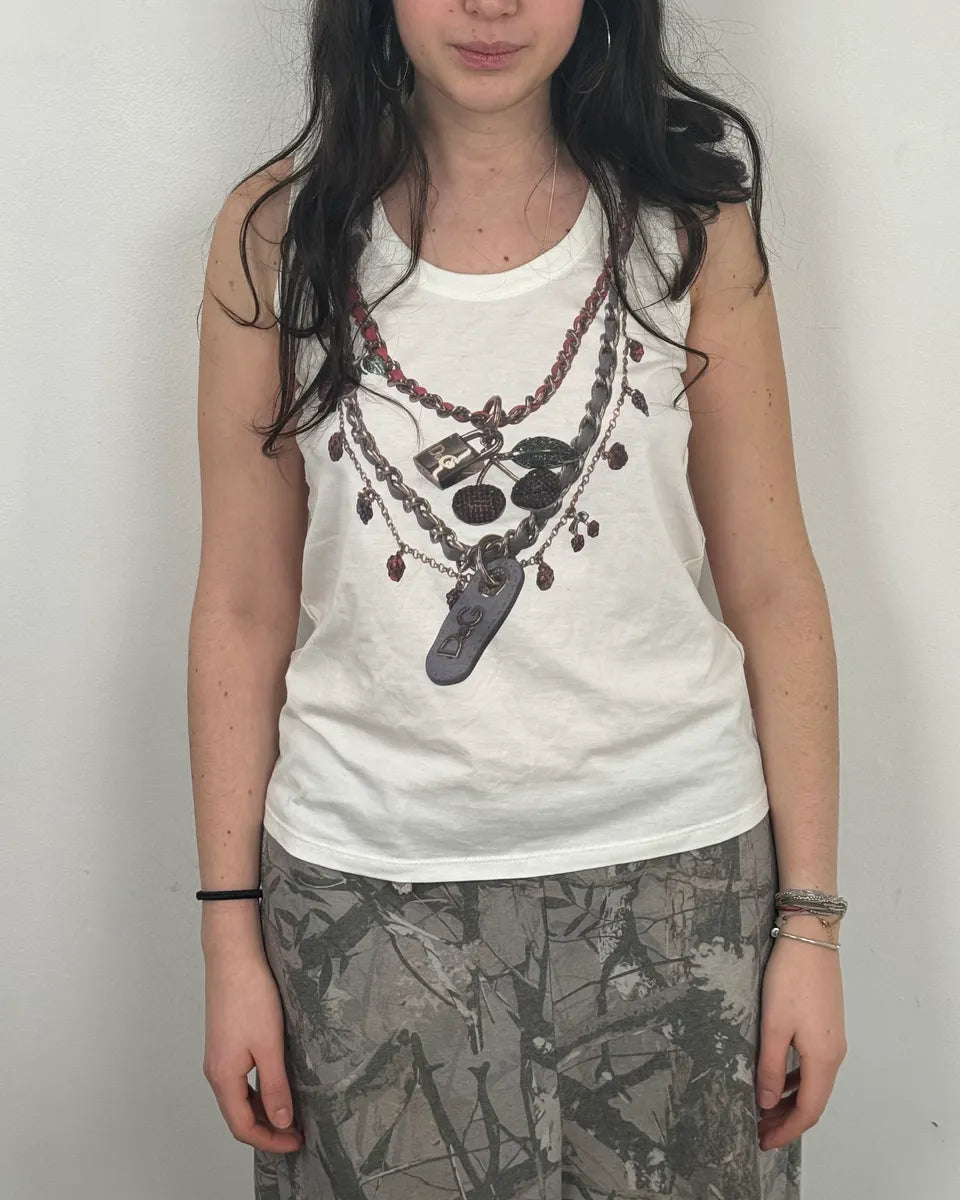 2000s Dolce & Gabbana White Keychain Tank Top DfOFQhL 1