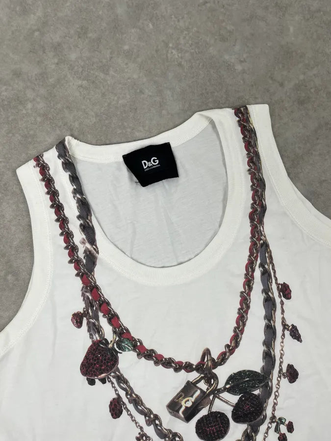 2000s Dolce & Gabbana White Keychain Tank Top DfOFQhL 4