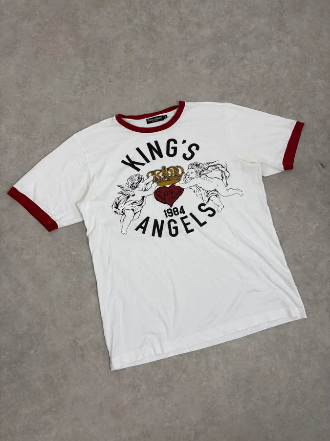 2010s Dolce & Gabbana White Kings Angels College T-Shirt csuYlrI 3