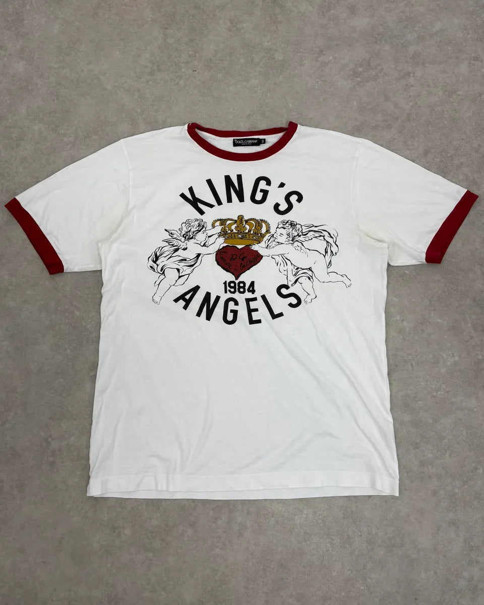 2010s Dolce & Gabbana White Kings Angels College T-Shirt csuYlrI 0