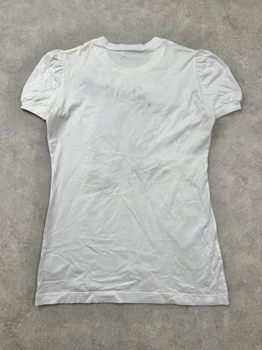 2000s Dolce & Gabbana White Lace Bow T-Shirt oRIFZbv 1