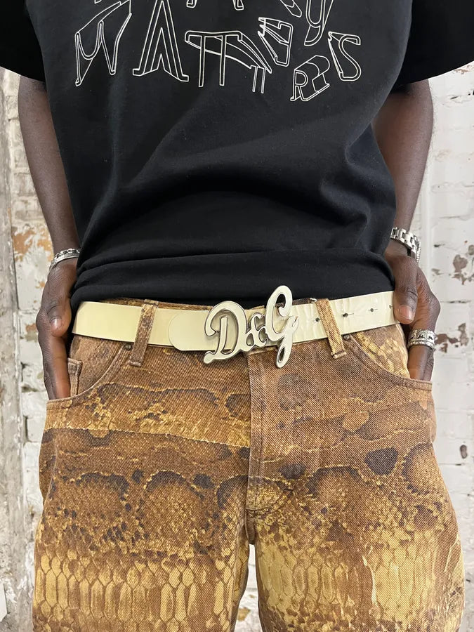 2000s Dolce & Gabbana White Leather Belt KzXNXcv 0