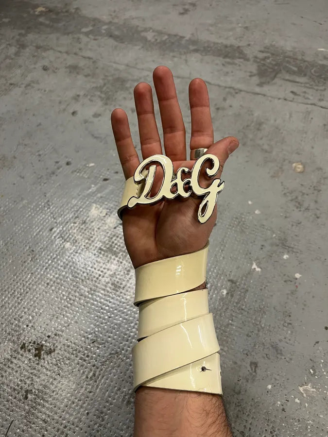 2000s Dolce & Gabbana White Leather Belt KzXNXcv 1