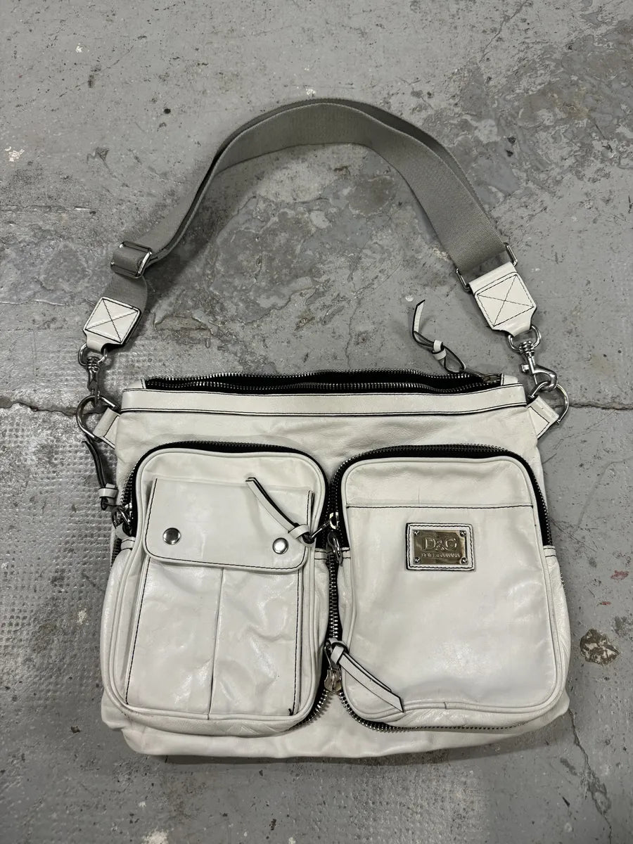 2000s Dolce & Gabbana White Leather Shoulder Bag  (OS) FhohJWt 0