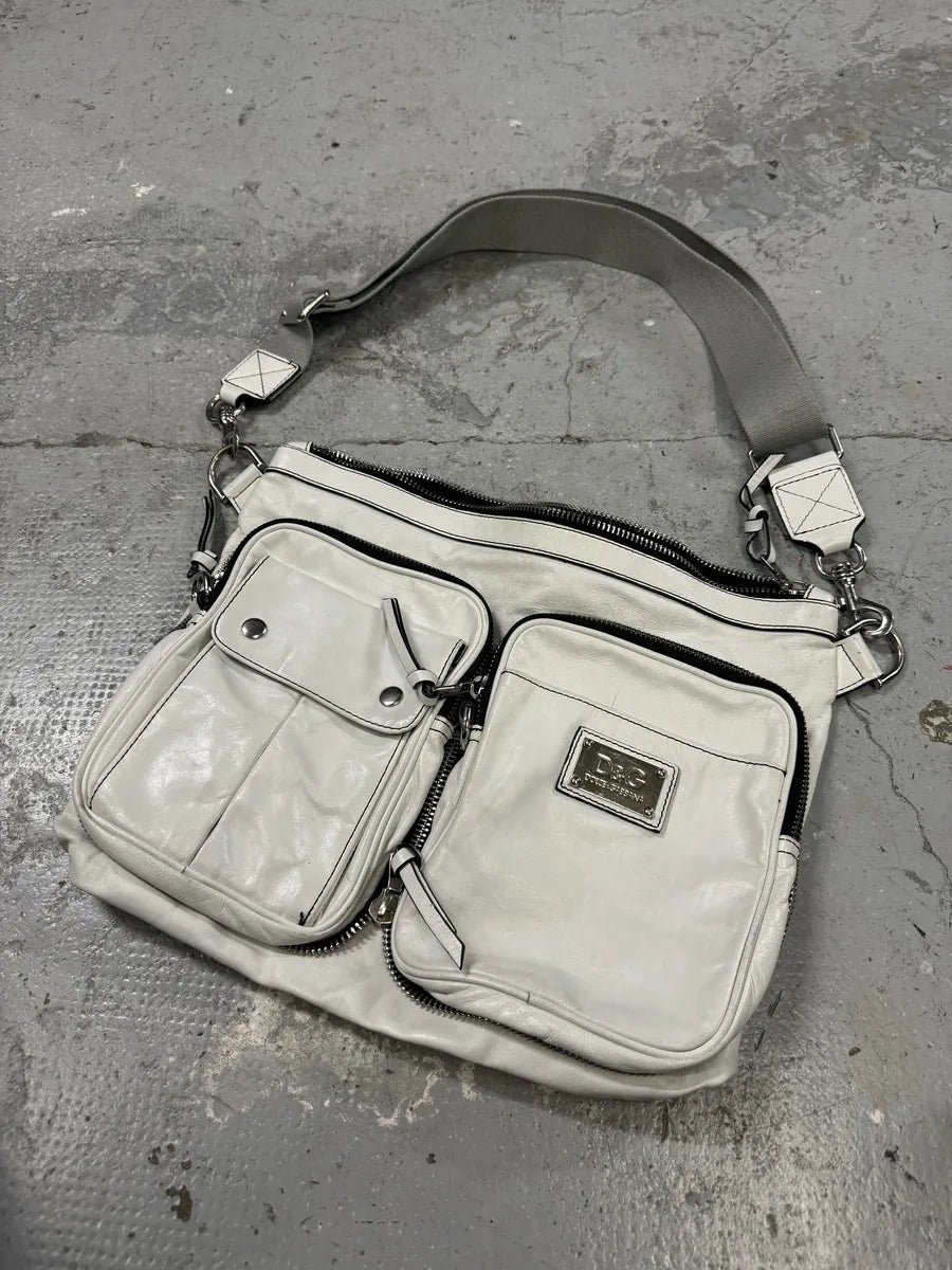 2000s Dolce & Gabbana White Leather Shoulder Bag  (OS) FhohJWt 5