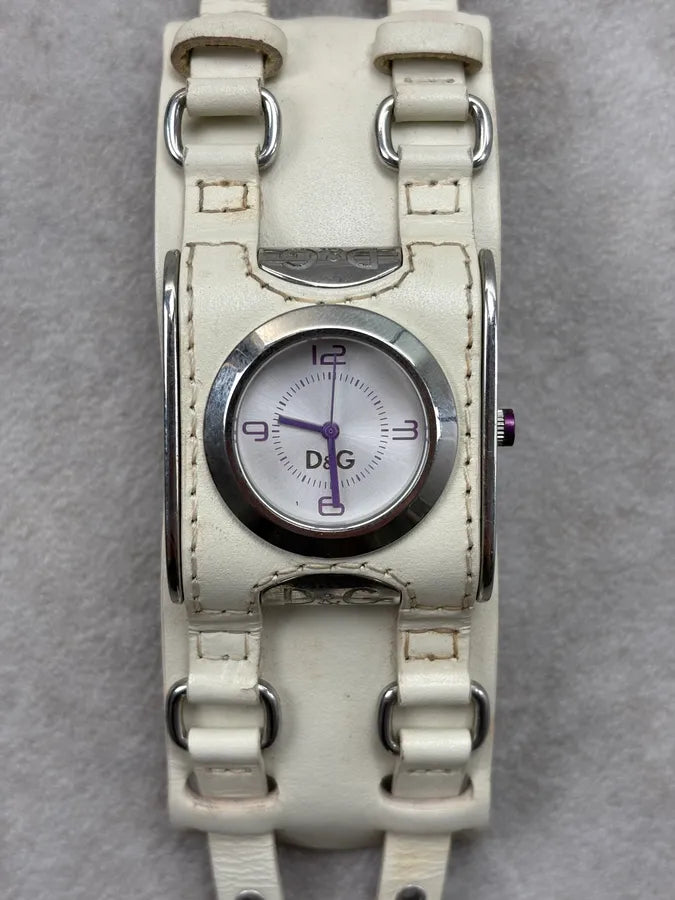 2000s Dolce & Gabbana Cream Leather Watch Bracelet gGVPtgA 4