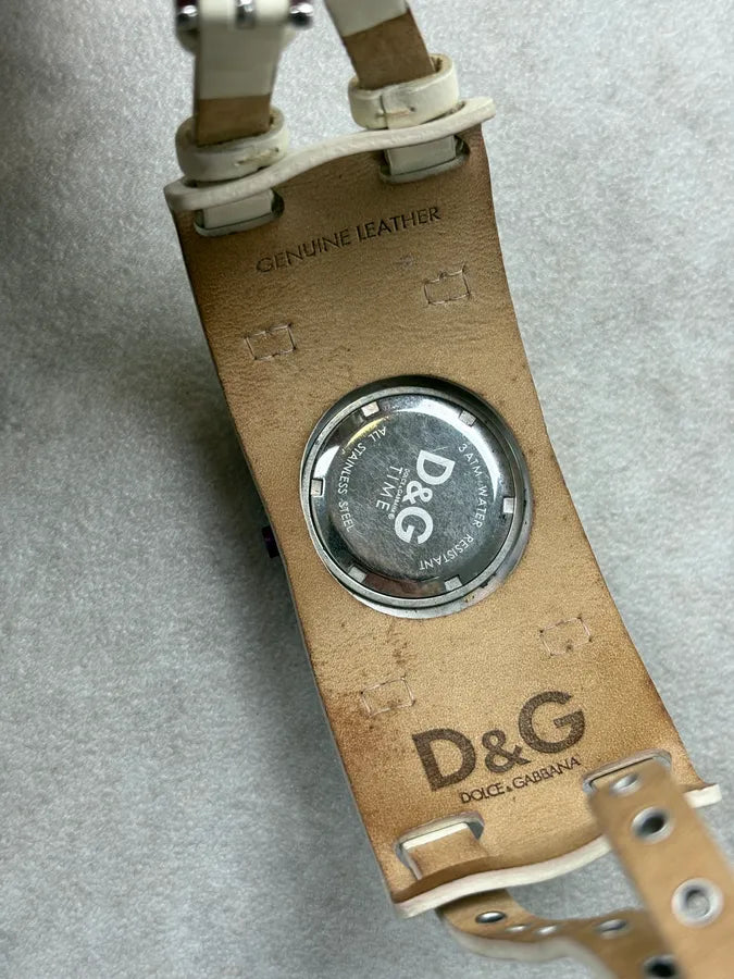 2000s Dolce & Gabbana Cream Leather Watch Bracelet gGVPtgA 5