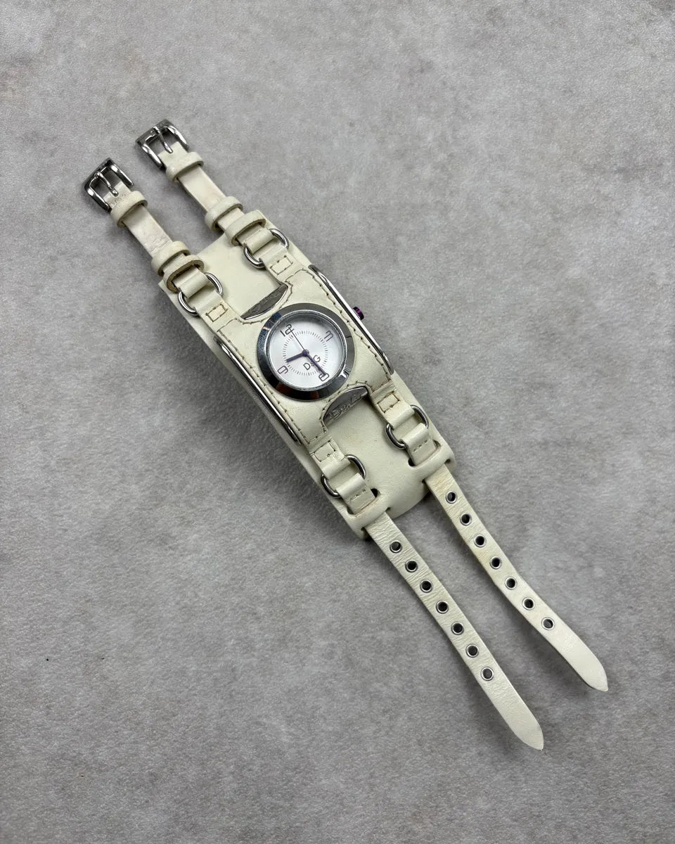 2000s Dolce & Gabbana Cream Leather Watch Bracelet gGVPtgA 0