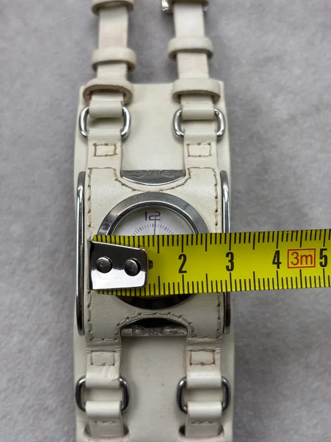 2000s Dolce & Gabbana Cream Leather Watch Bracelet gGVPtgA 8