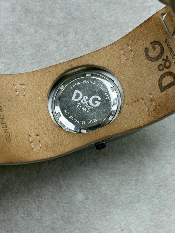 2000s Dolce & Gabbana Cream Leather Watch Bracelet gGVPtgA 6