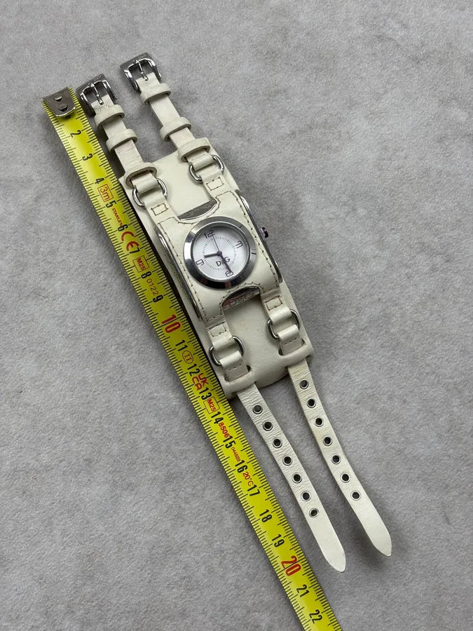 2000s Dolce & Gabbana Cream Leather Watch Bracelet gGVPtgA 7