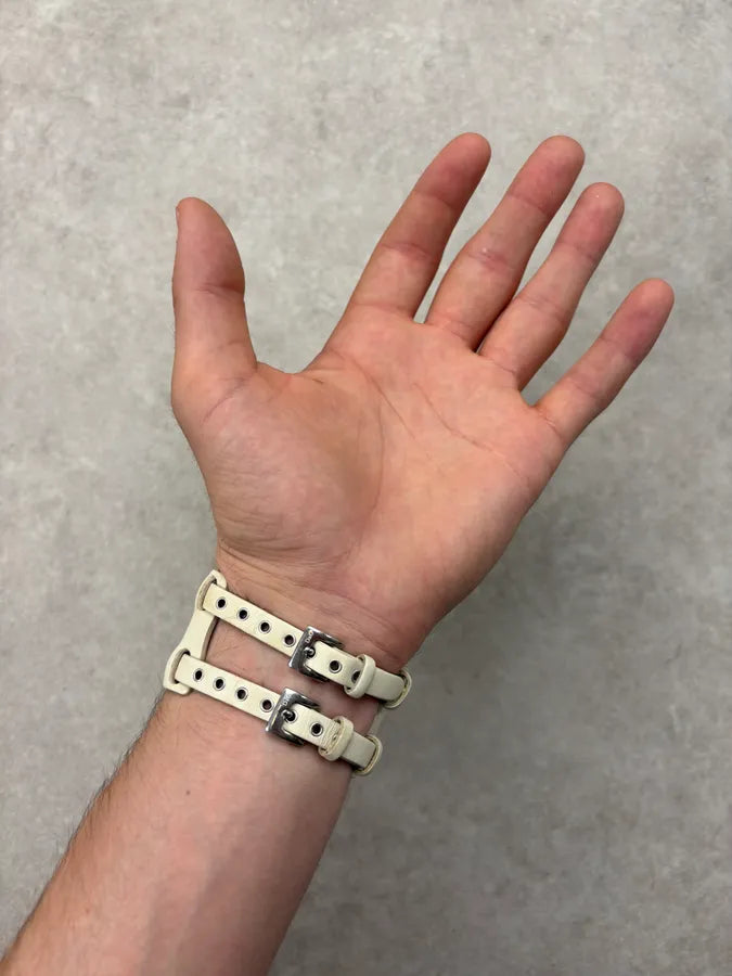 2000s Dolce & Gabbana Cream Leather Watch Bracelet gGVPtgA 3