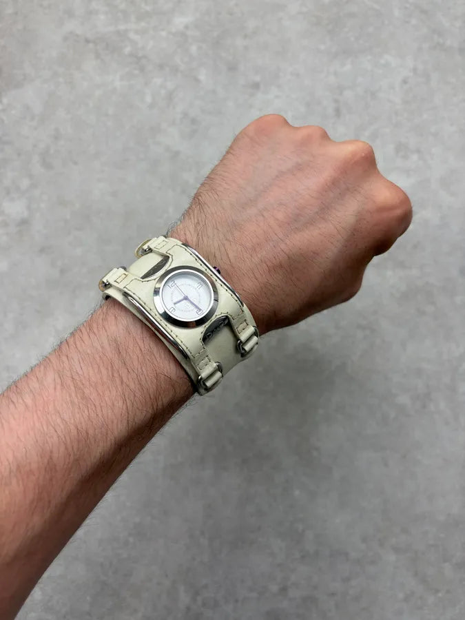 2000s Dolce & Gabbana Cream Leather Watch Bracelet gGVPtgA 1