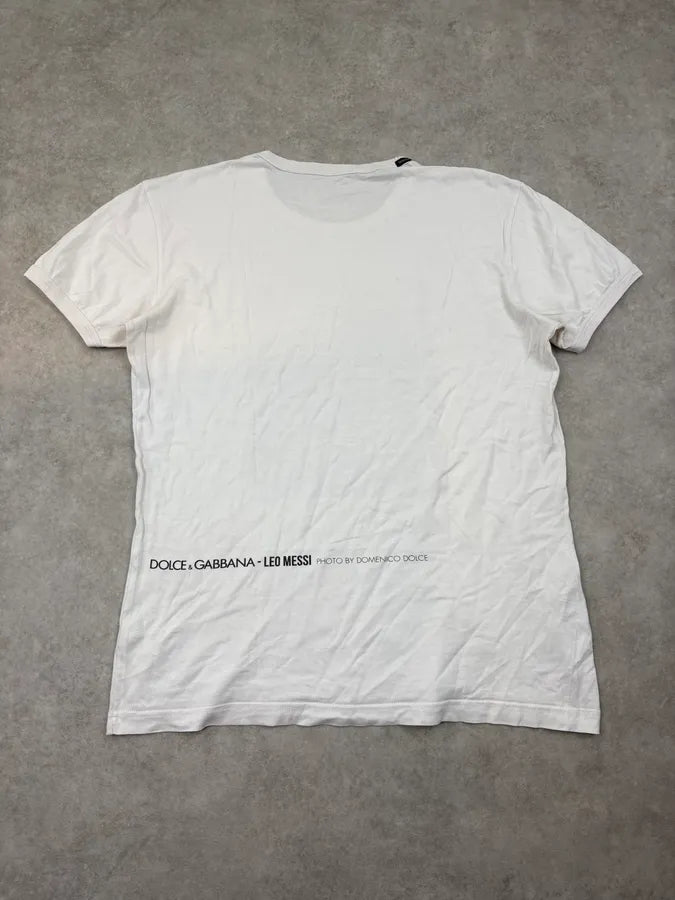 2000s Dolce & Gabbana White Leo Messi Foundation T-Shirt kysdzrE 5