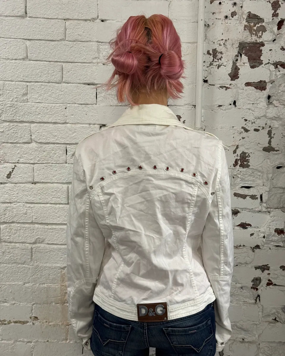 2000s Dolce & Gabbana White Light Perfecto Jacket NVomXFP 2
