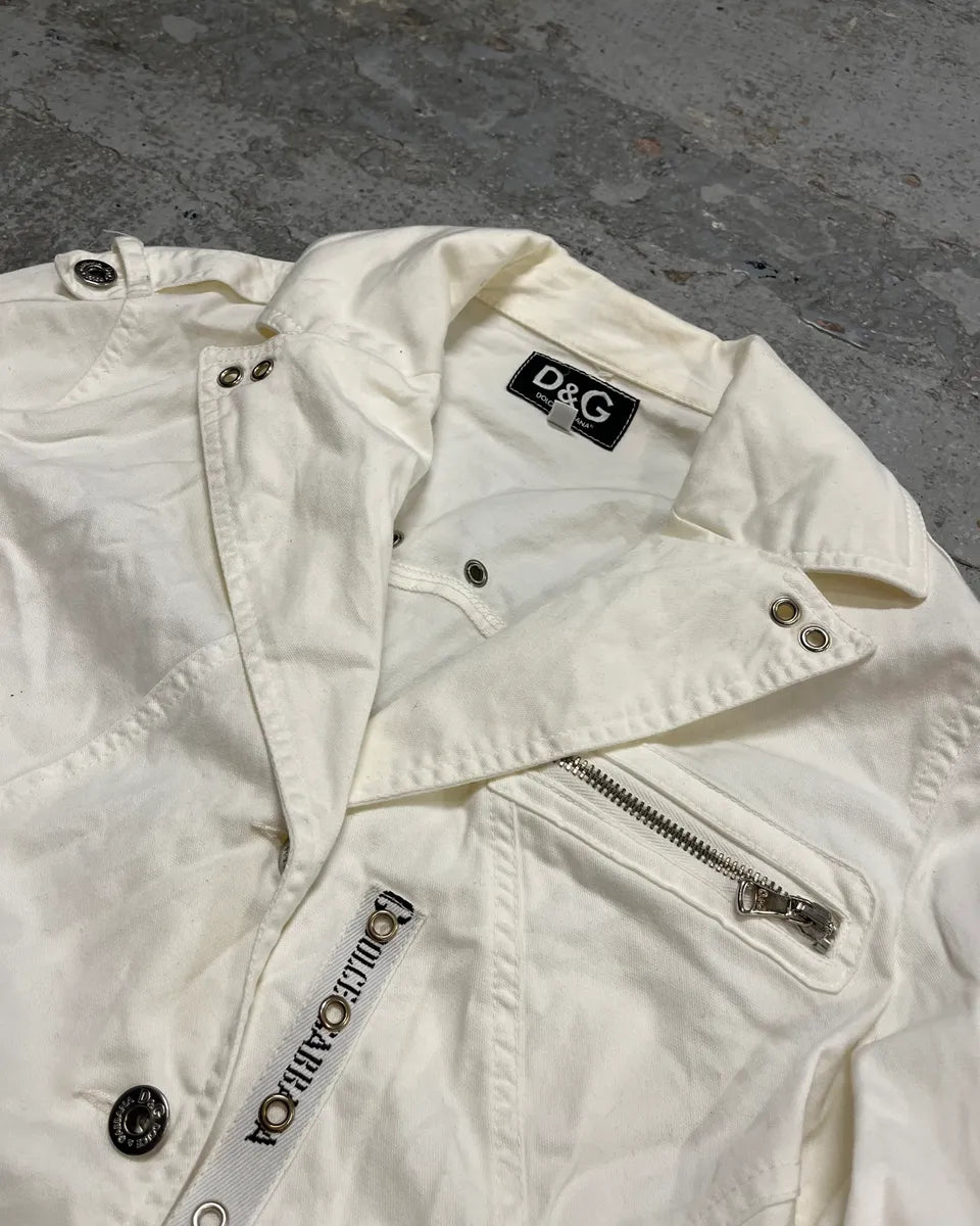 2000s Dolce & Gabbana White Light Perfecto Jacket NVomXFP 4