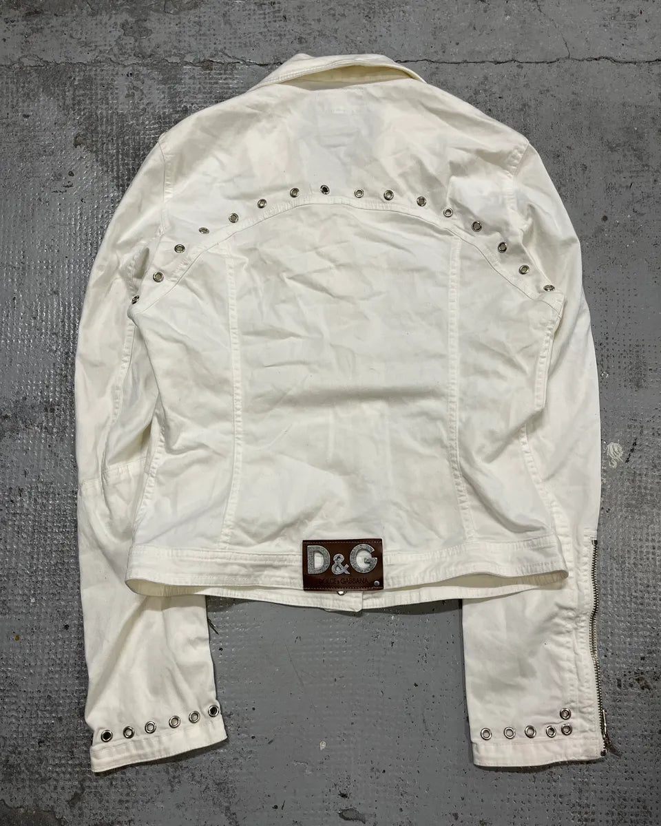 2000s Dolce & Gabbana White Light Perfecto Jacket NVomXFP 6