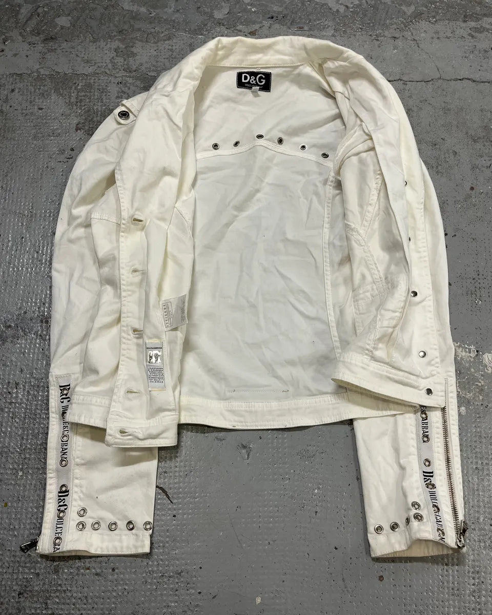 2000s Dolce & Gabbana White Light Perfecto Jacket NVomXFP 7