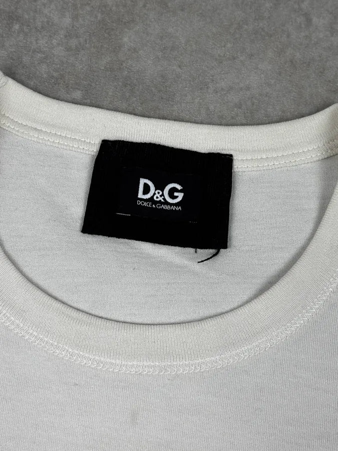 2000s Dolce & Gabbana White Lucy Ewing Pearl Print T-Shirt TCOYKzG 10