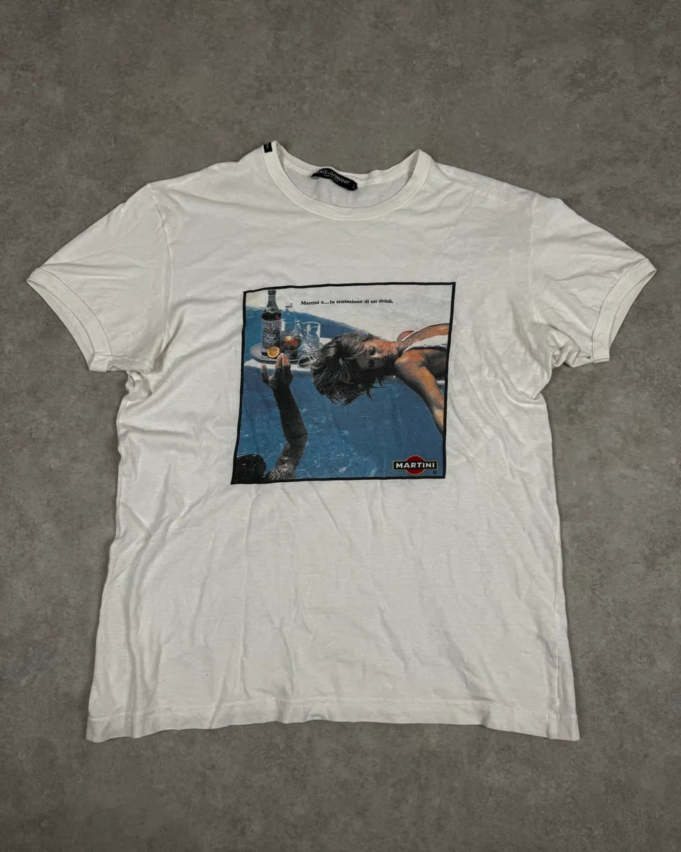 2000s Dolce & Gabbana White Martini T-Shirt kUlaNXw 0