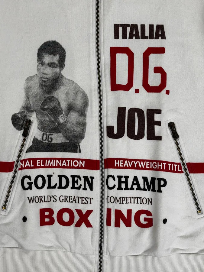 2000s Dolce & Gabbana White Mohamed Ali Zip-up Sweater XFWTUeW 7