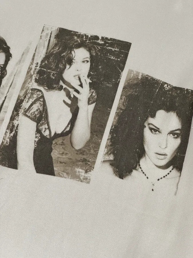2000s Dolce & Gabbana White Monica Bellucci Photo Print Silk Top gMTckUq 7