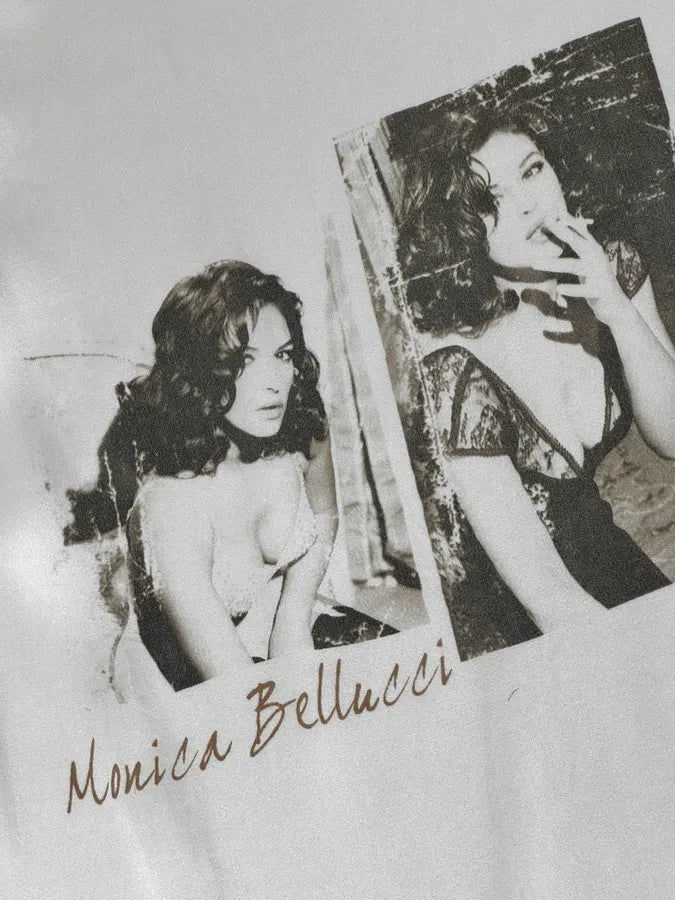 2000s Dolce & Gabbana White Monica Bellucci Photo Print Silk Top gMTckUq 6
