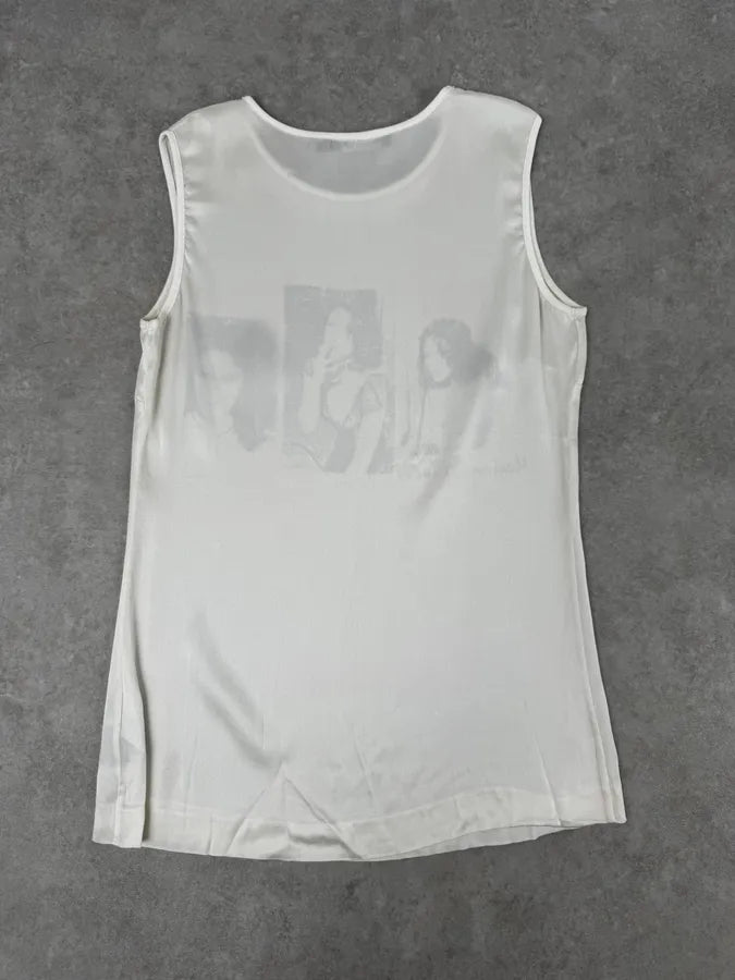 2000s Dolce & Gabbana White Monica Bellucci Photo Print Silk Top gMTckUq 3