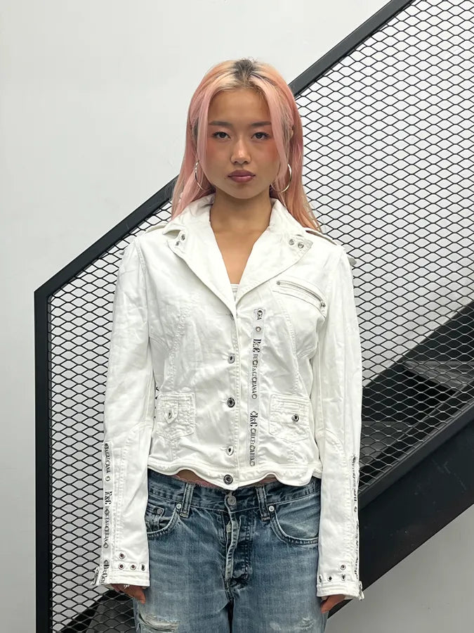 SS2004 Dolce & Gabbana White Multi-Pocket Eylet Jacket LAAofFt 0