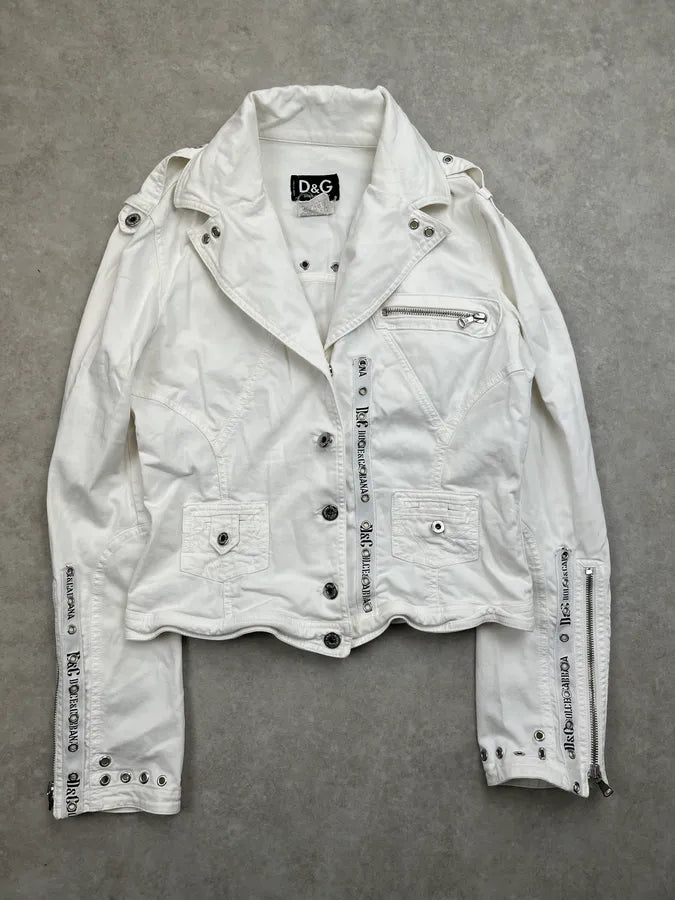 SS2004 Dolce & Gabbana White Multi-Pocket Eylet Jacket LAAofFt 1