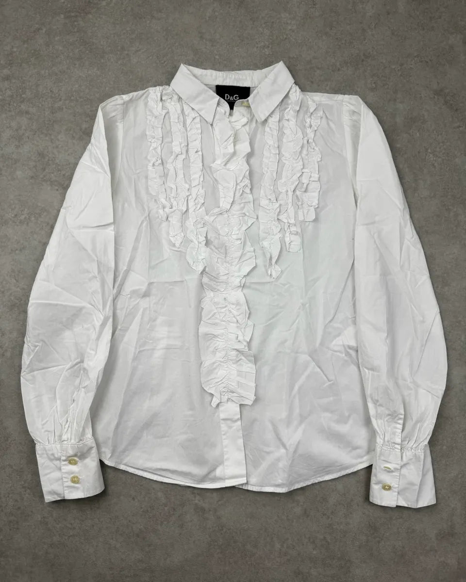 2000s Dolce & Gabbana White Ruffle Shirt CpyxMaW 2