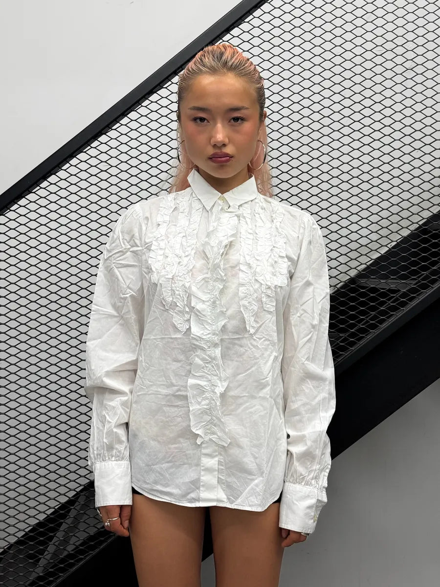 2000s Dolce & Gabbana White Ruffle Shirt CpyxMaW 0